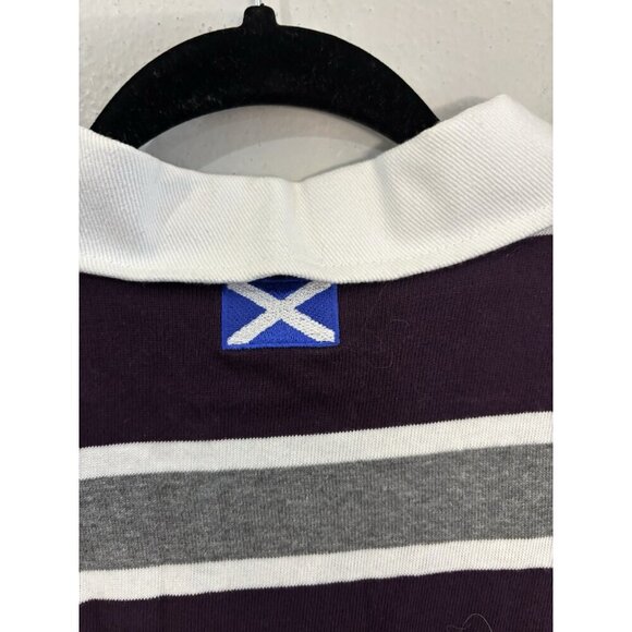 Rugby Nations Scotland striped polo long sleeve purple gray men small - Picture 7 of 14